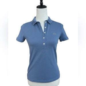 Lacoste Slim Fit Blue Polo Shirt Women’s Size 36 Classic Cotton Top